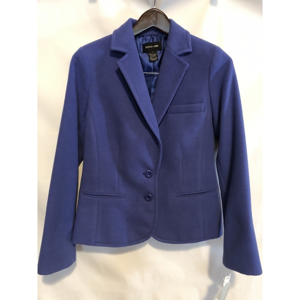 Focus 2000 Women's 2 Buttons Jacket Size 4 NWT Bussines Office Royal Blue